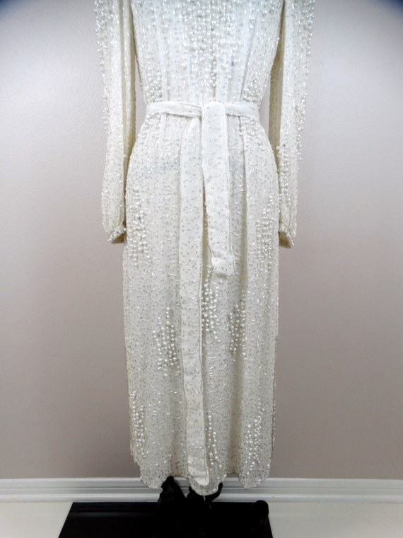 Vintage Pearl Beaded Dress / Heavy Embellished Go… - image 3