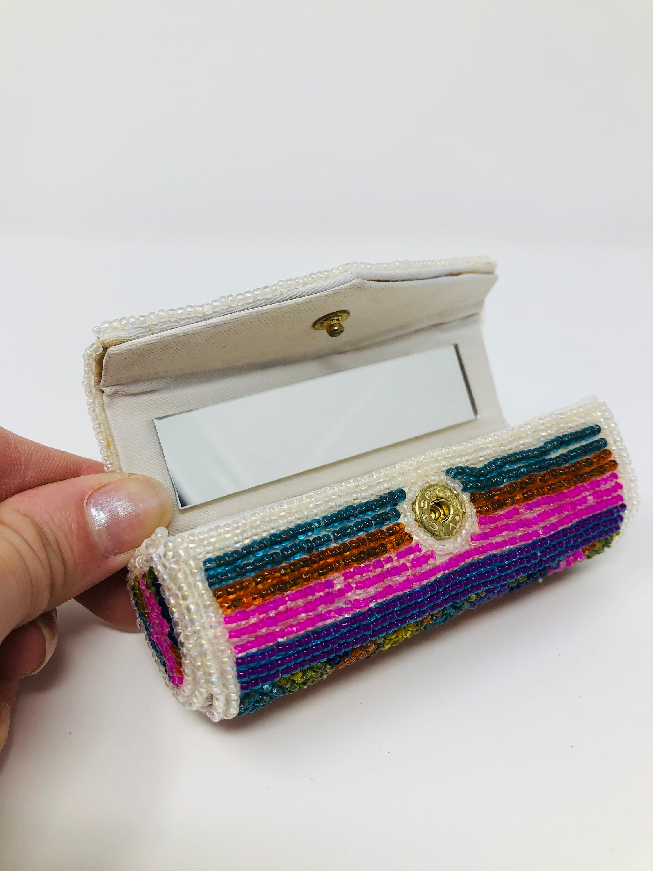 Neon Beaded Designer Vintage Cosmetic Makeup Bag Eyeglasses Etsy UK