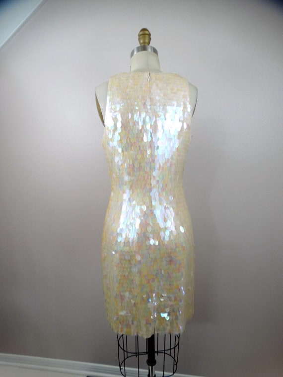 Iridescent Sequined Dress // Ivory Paillette Sequ… - image 5