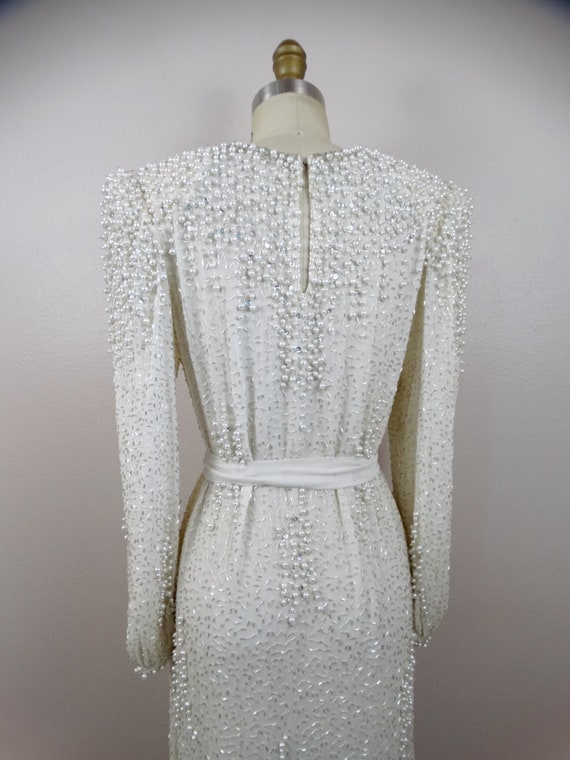 Vintage Pearl Beaded Dress / Heavy Embellished Go… - image 8