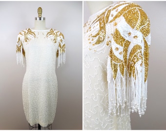 slim fit dress slacks Elegant White And Gold Mermaid Prom Dress Sequins High Collar Chiffon main image 1