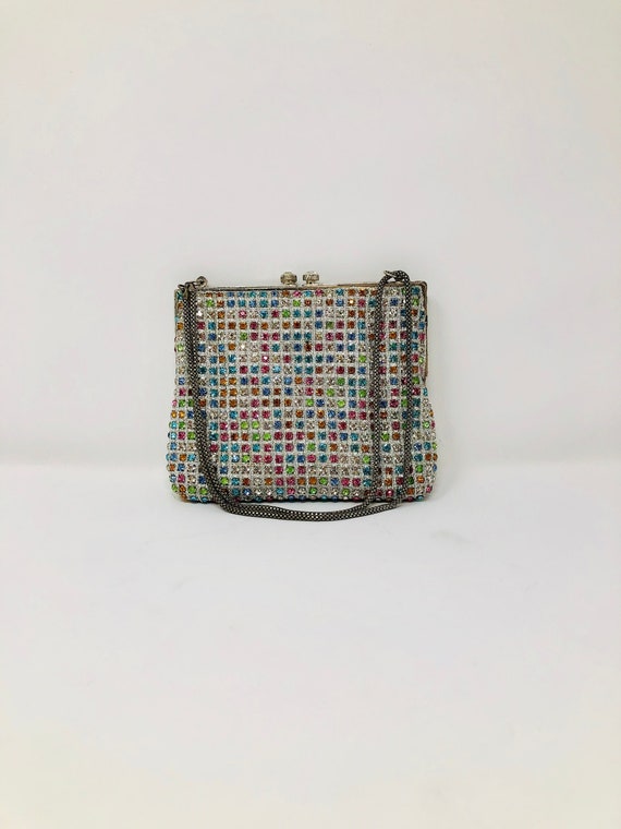 50s 60s Pastel Crystal Beaded Handbag // Rhinesto… - image 1