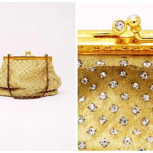VTG Rhinestone Encrusted Evening Bag // Crystal Embellished Art Deco Gold Vintage Purse