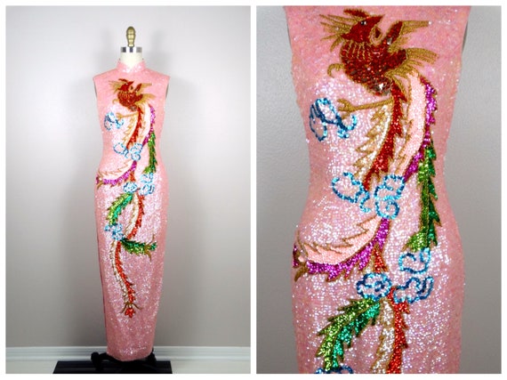 VTG All Sequined Cheongsam Gown / Mandarin Party D