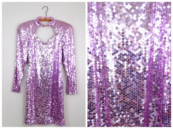 Bubblegum Pink Sequined Dress • Bright 80s Sequin