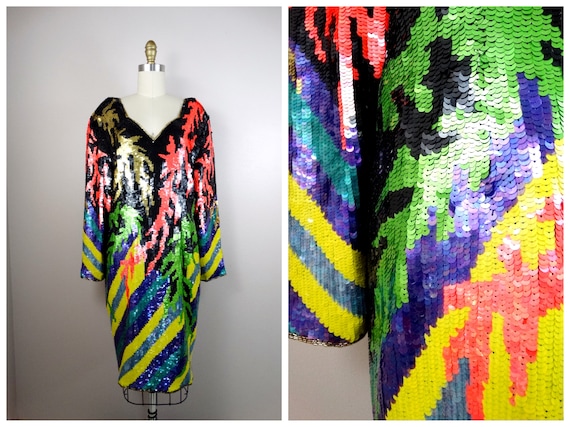 1x | Color Pop Sequined Dress // Neon Sequin Beade