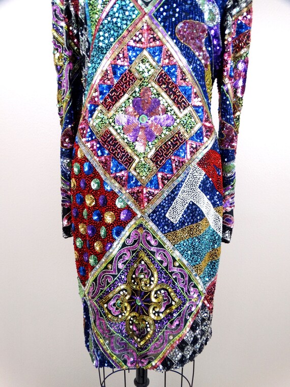 NAEEM KHAN Beaded Dress // Sequin Embellished Cou… - image 4