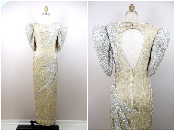 AVANT GARDE Sequined Beaded Gown // Dramatic 80s … - image 8