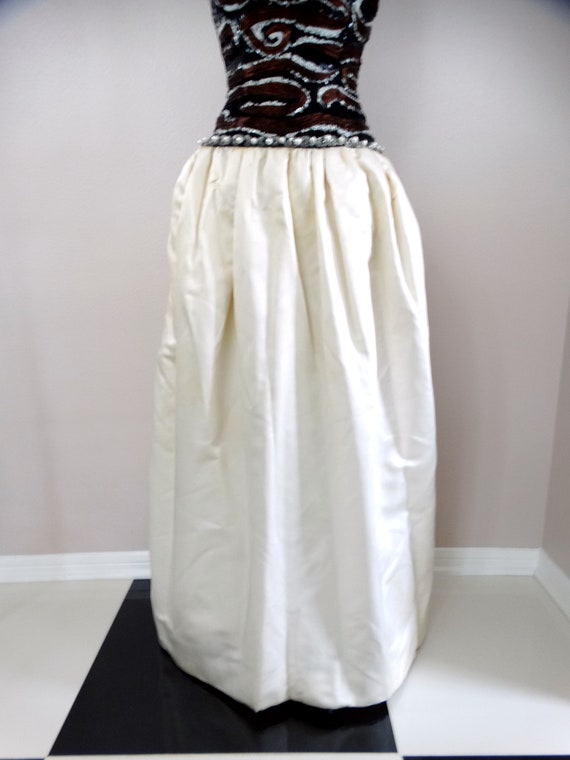 80s Gala Embellished Ballgown // Pearl Beaded Seq… - image 4