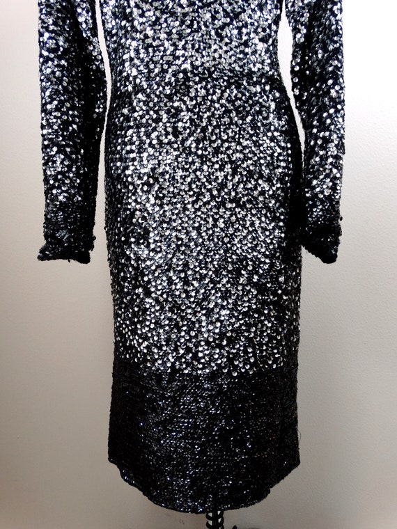 black and silver ombre dress M/L Ombré Sequin Dress // Black and Silver Sequined Dress Medium