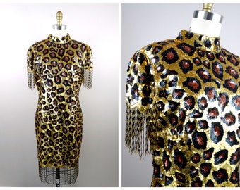 Metallic leopard clearance dress