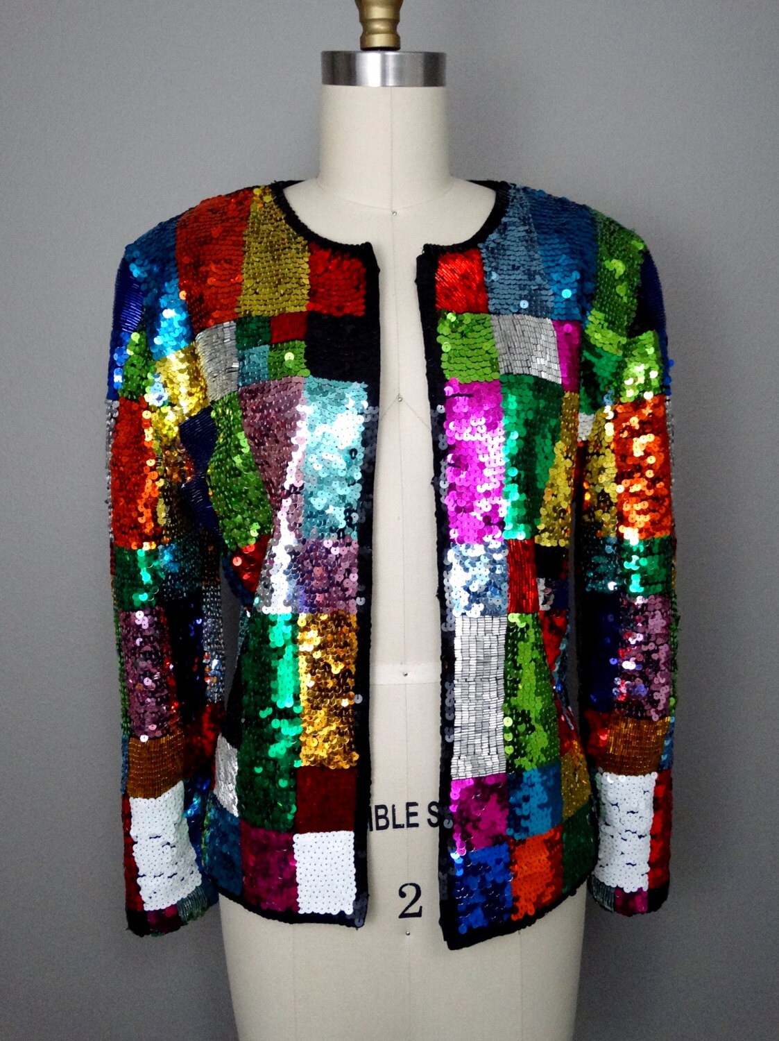 M/L Retro Rainbow Sequined Blazer / Colorful Sequin Jacket / Etsy