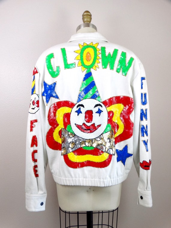 90s Circus Clown Sequined Denim Jacket // Funny F… - image 5