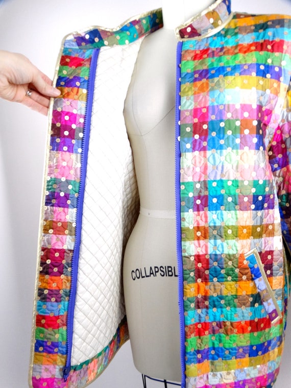 GEOFFREY BEENE Sequined Jacket / Rainbow Color Bl… - image 3