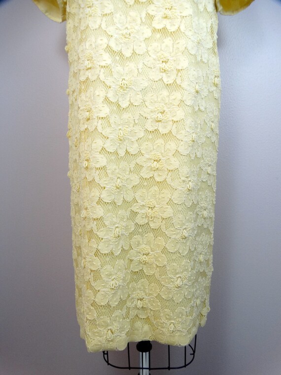 60s Mod Mid Century Yellow Beaded Dress • Retro 1… - image 3