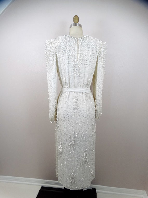 Vintage Pearl Beaded Dress / Heavy Embellished Go… - image 6