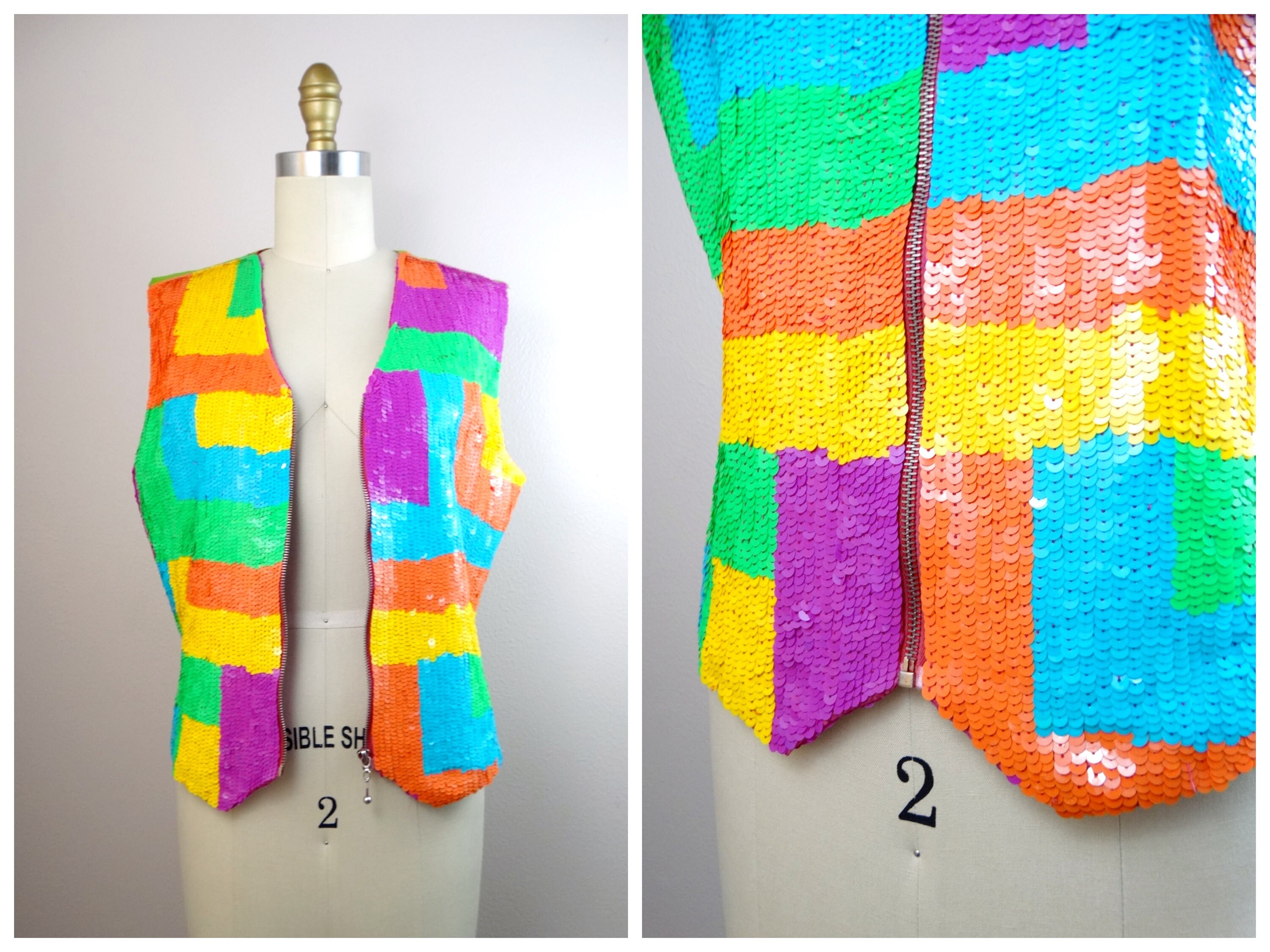 トップス Vintage Color Pattern Vest il_fullxfull.3776554408_jnig.jpg