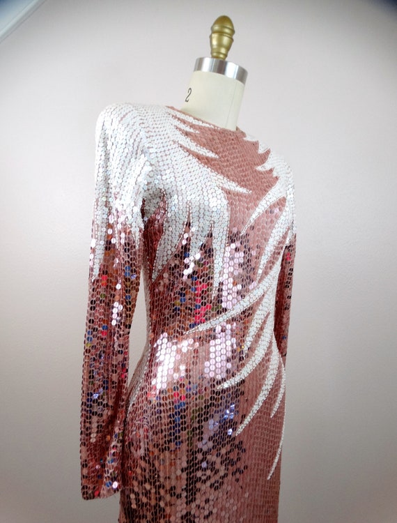 EXQUISITE Pink Sequin Gown / Art Deco Dusty Rose … - image 6