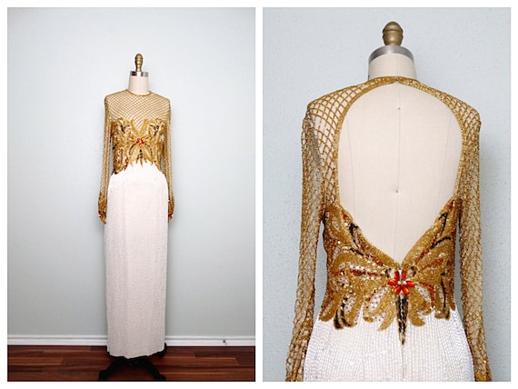 Stunning Gold Beaded Wedding Dress By Naeem Khan And Lillie Etsy