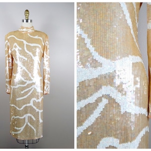 Champagne Sequin Dress // Blush Pink Peach Sequined Dress // Iridescent Embellished Dress