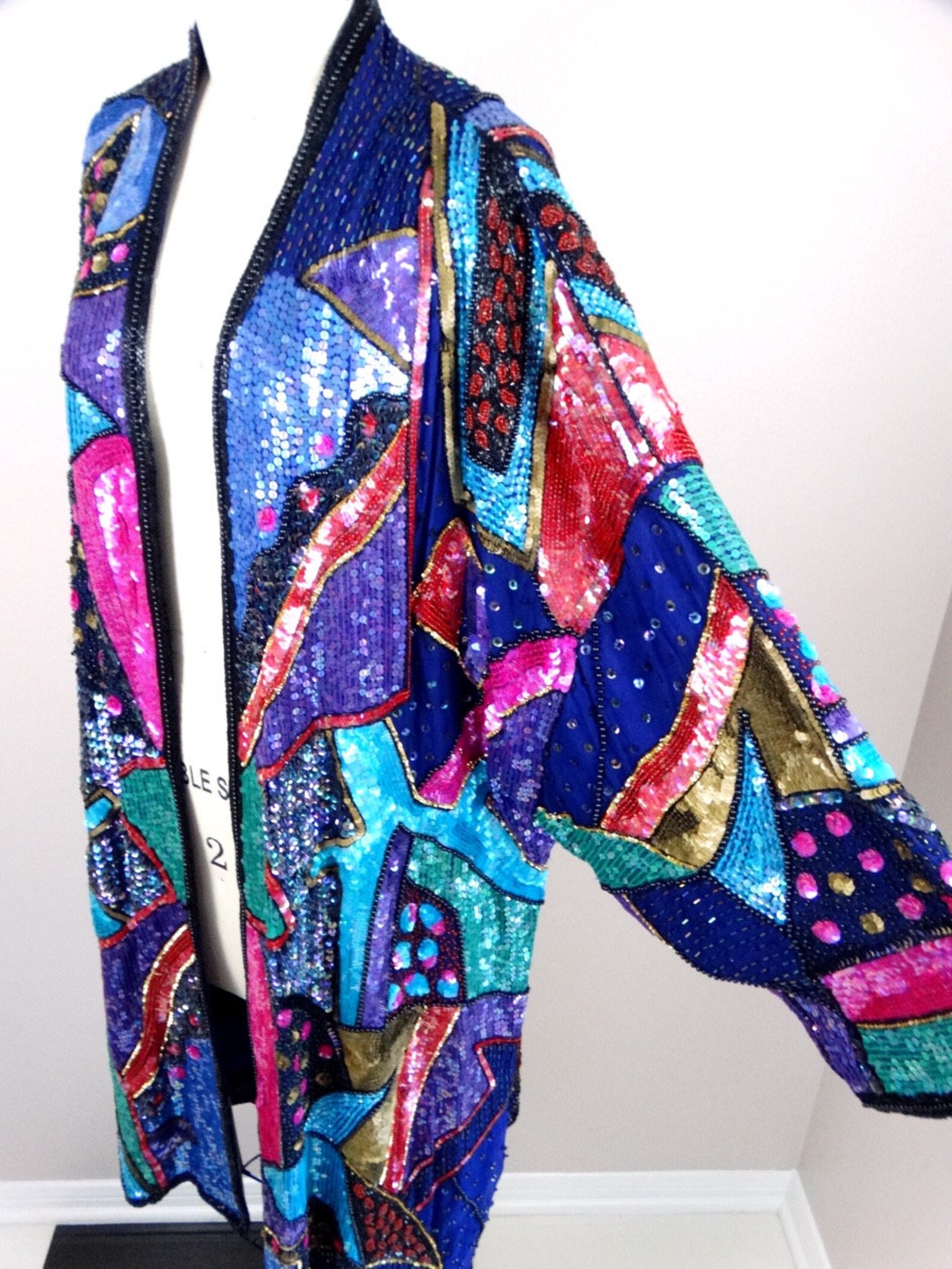 SPARKLING Retro Sequined Kimono Coat / Pink & Purple Sequined Etsy