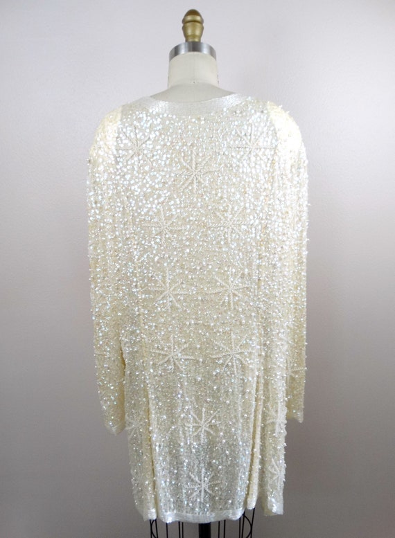 Intricate Pearl Beaded Iridescent Sequined Long S… - image 4