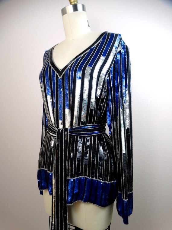 Art Deco Sequin Top by Judith Ann Creations // Bl… - image 3