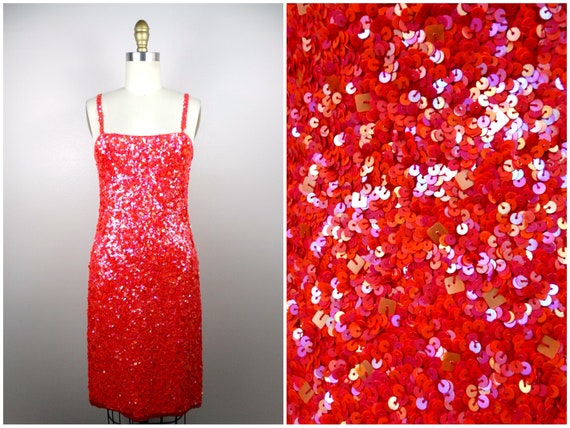 Bright red sequin dress best sale