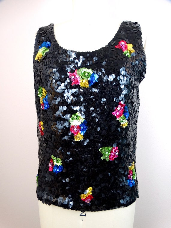 50s 60s Rhinestone Encrusted Sequin Top // 1950's… - image 2