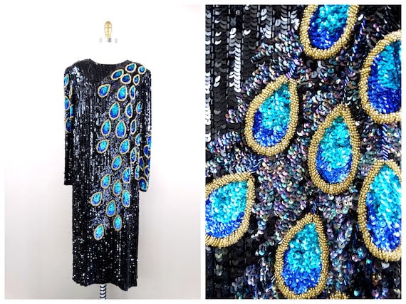 1x/2x Fully Beaded Sequined Dress / Art Deco Peaco