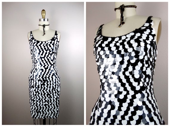 black and white sequin dress