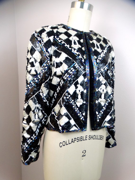 Glam NOVELTY Sequin Bolero // Checker Embellished… - image 3