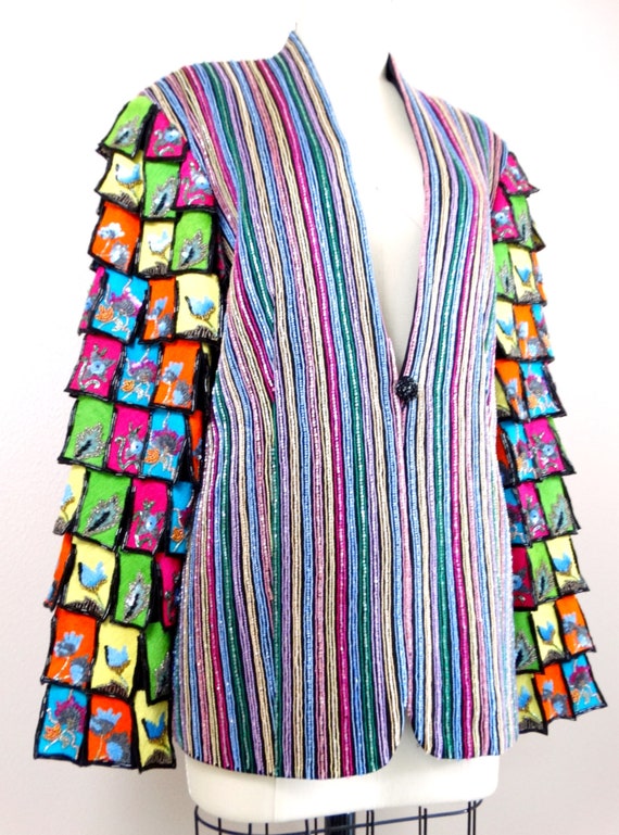 HEAVY Fully Beaded Blazer // Vintage Couture Heavily … - Gem