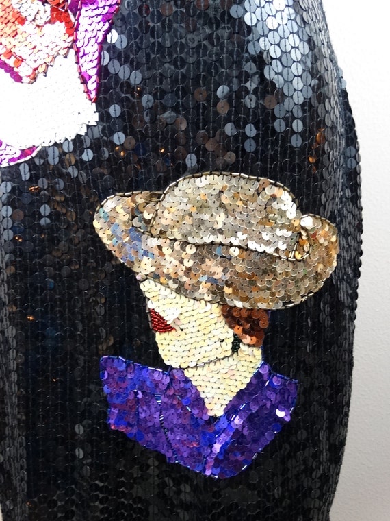 Vogue Novelty Sequin Dress / RARE Vintage Portrait Se… Gem