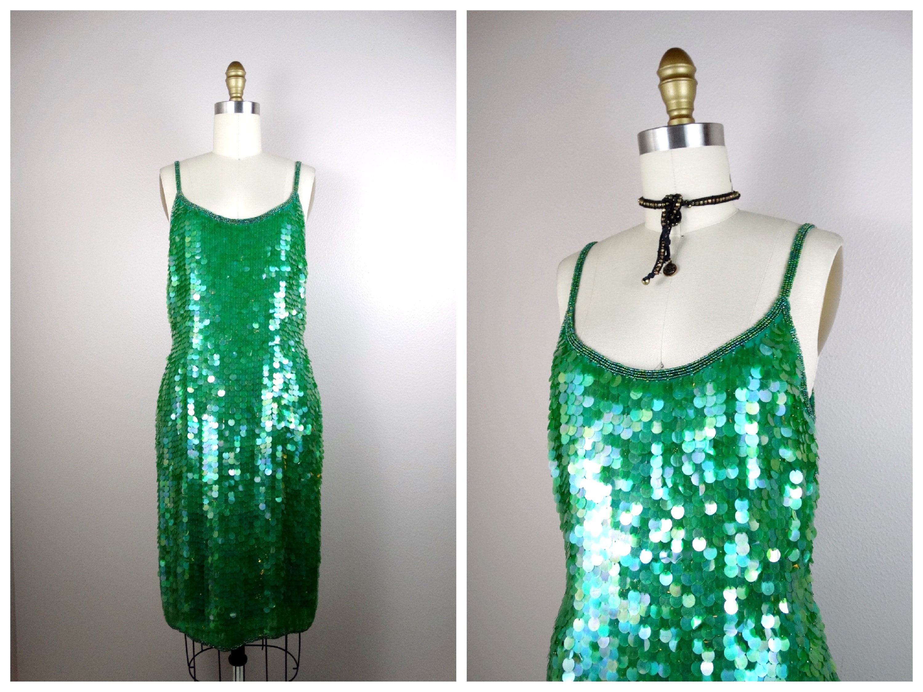 bright green sequin dress