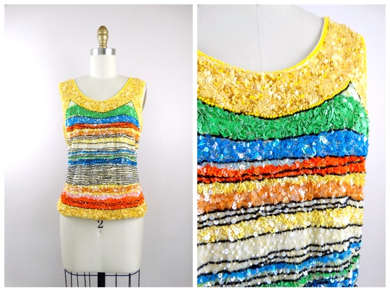 yellow sequin top