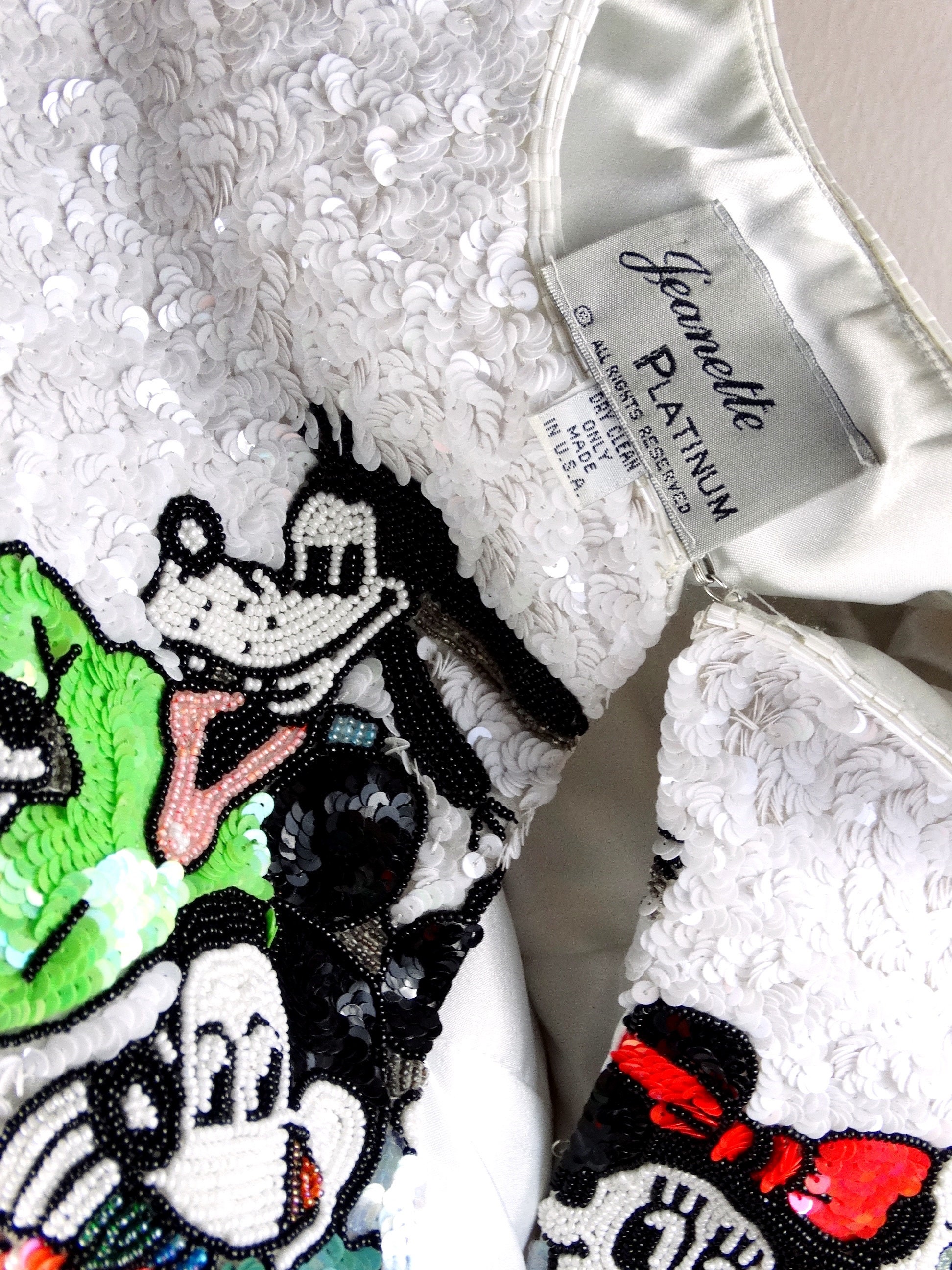 RARE Sequin Embellished Jacket / Vintage Mickey Minnie Goofy