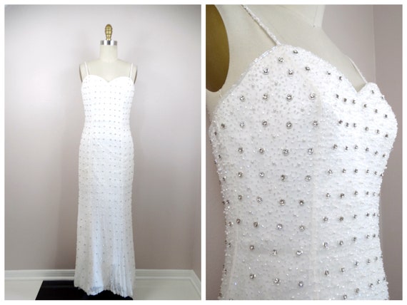 VTG Rhinestone Crystal Encrusted Wedding Gown // … - image 3