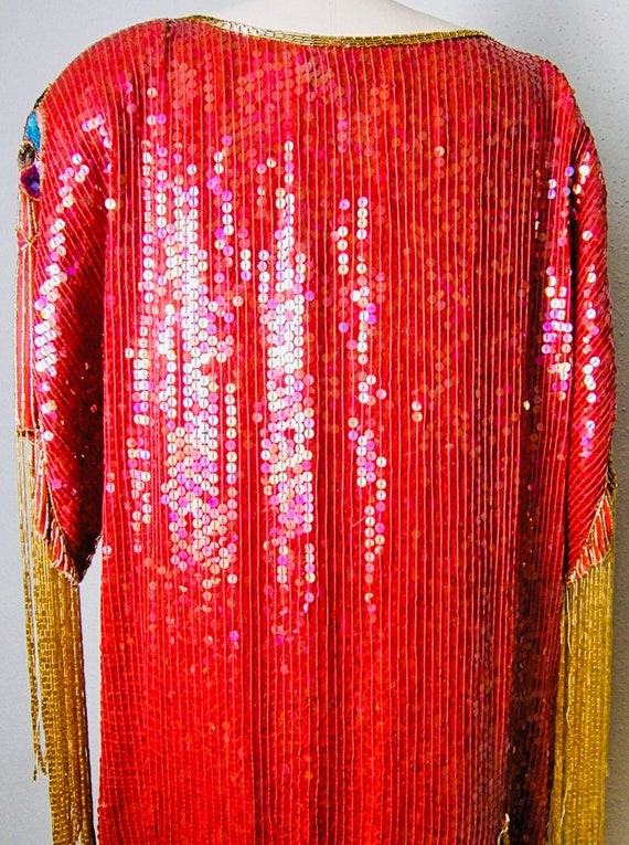 Red & Gold Beaded Flapper // Sequined Gatsby Dres… - image 5