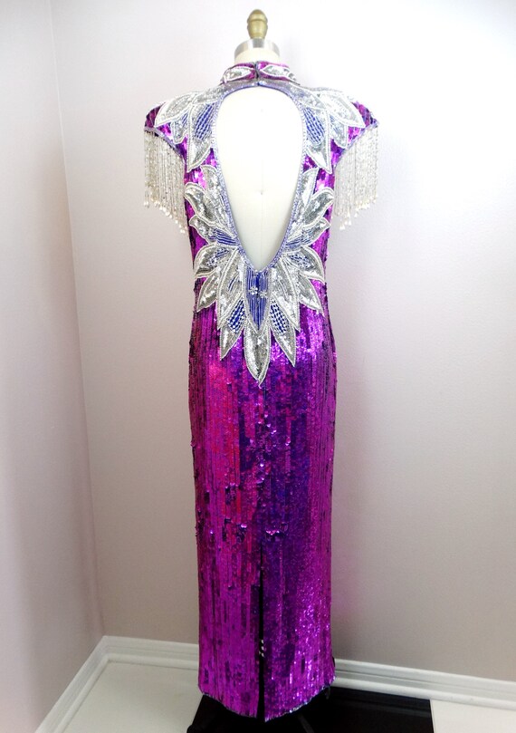 BRIGHT Fuchsia Sequined Pageant Gown ‣ Magenta Pi… - image 7