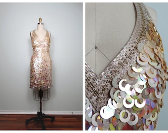 Vestido de lantejoulas douradas champanhe • Vestido de madrinha com lantejoulas e lantejoulas • Minivestido dourado com costas abertas