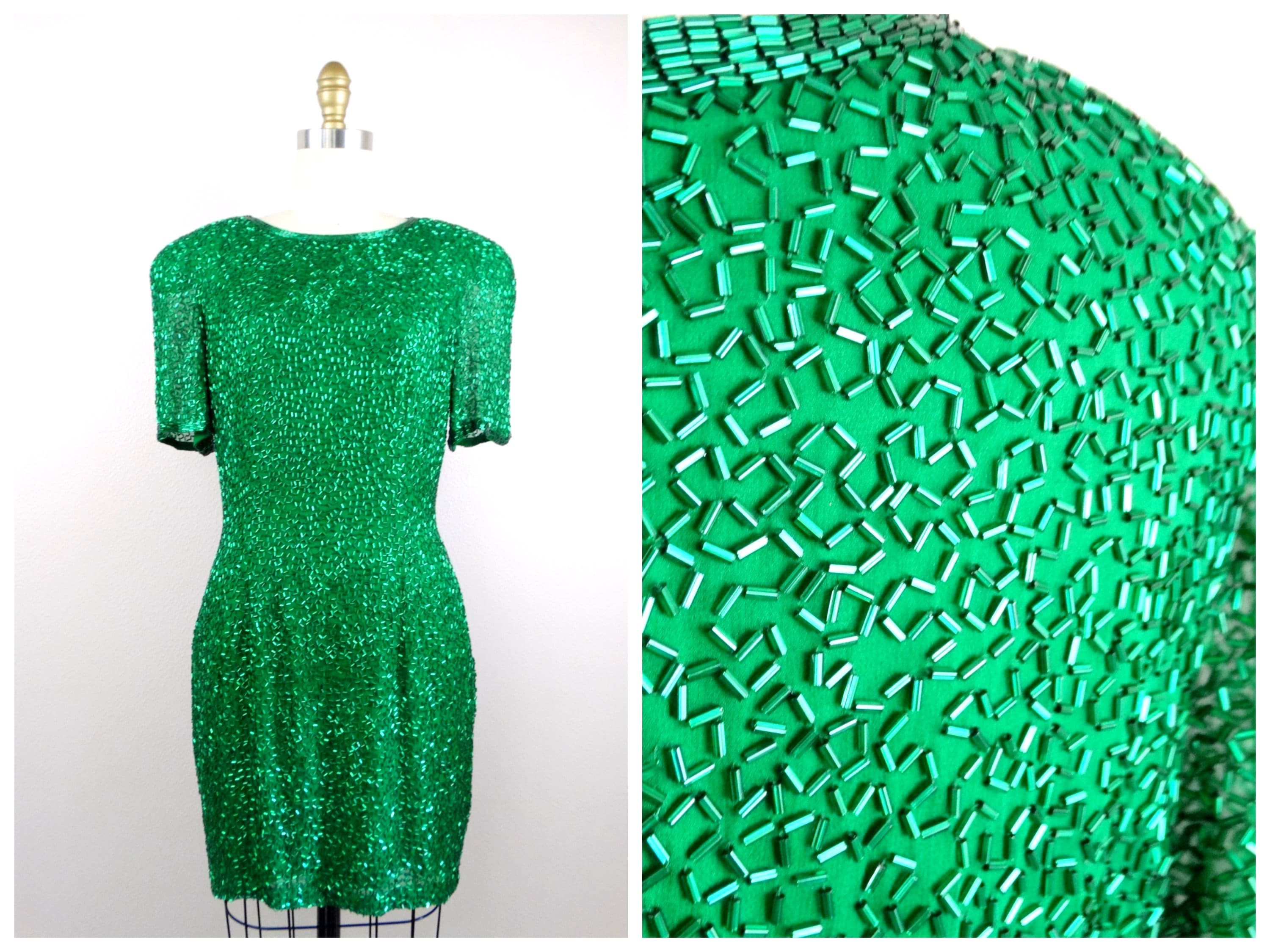 Emerald Green Beaded Mini Dress by ...