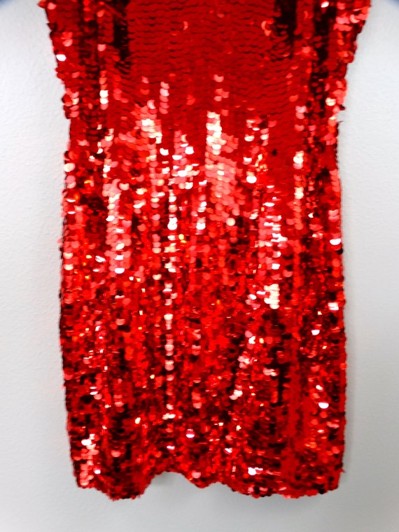S/M Lady in Red Paillette Sequin Party Dress / Br… - image 3