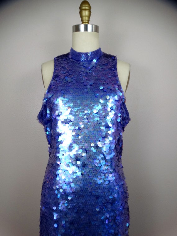 L/XL Purple Paillette Sequin Dress // Sparkling G… - image 2