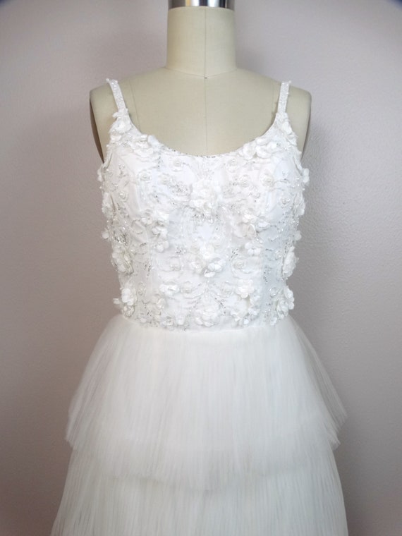 Bridal Couture 3D Floral White Tulle Bridal Dress… - image 3