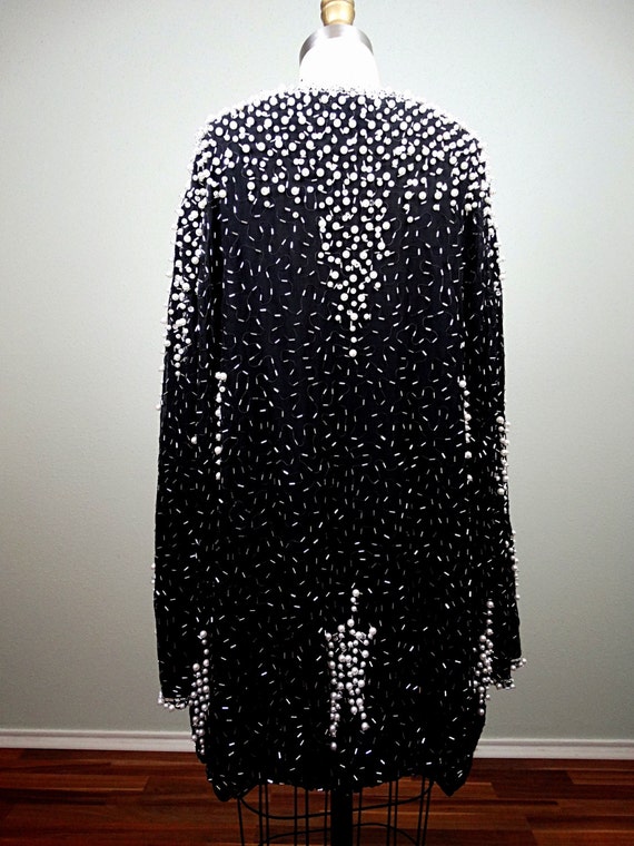 Oversized Pearl Beaded Sequin Cardigan Jacket // … - image 4