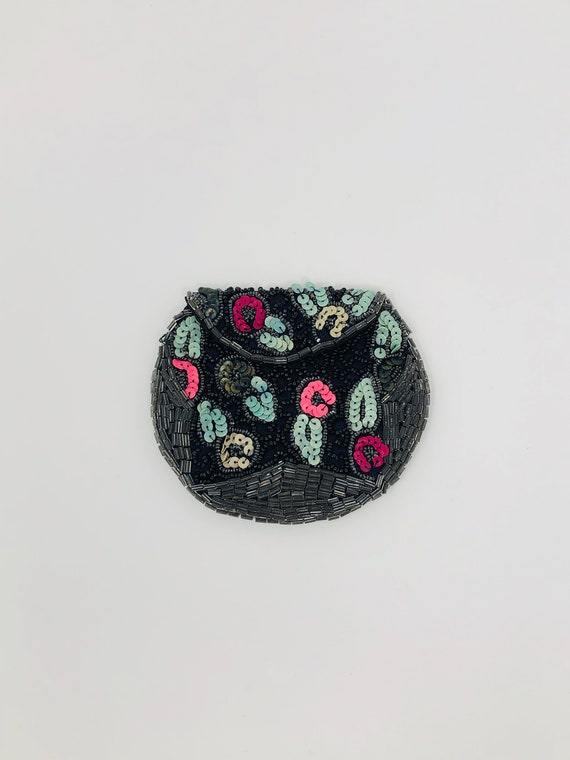 30s 40s Sequin Embellished Coin Purse // 1940s Vi… - image 1