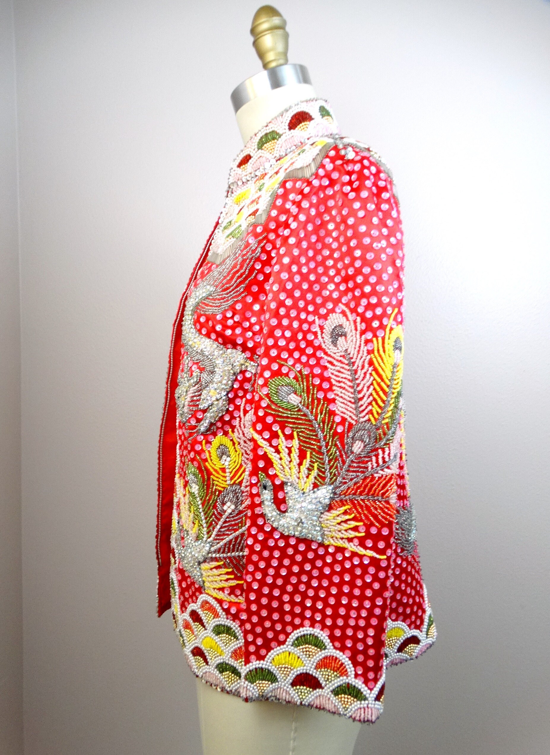 DYNASTY Crystal Rhinestone Beaded Silk Jacket / Oriental