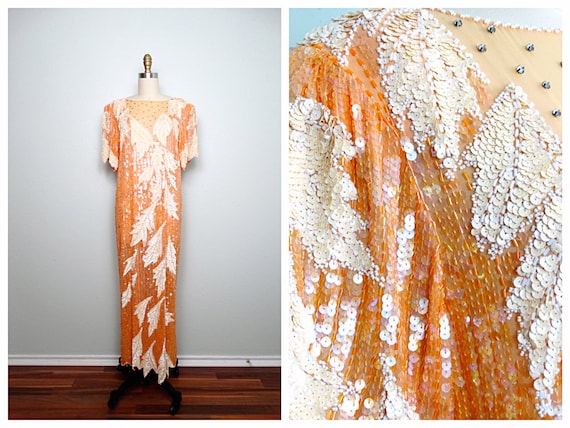 open lace back dress Elegant Orange Spaghetti Straps Beaded Prom Dress Party Dress fg5364   formalgowns