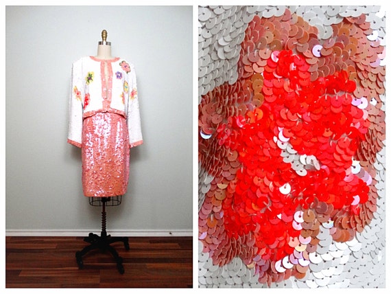 Neon Pop Sequined Dress Suit // Bright White and … - image 1